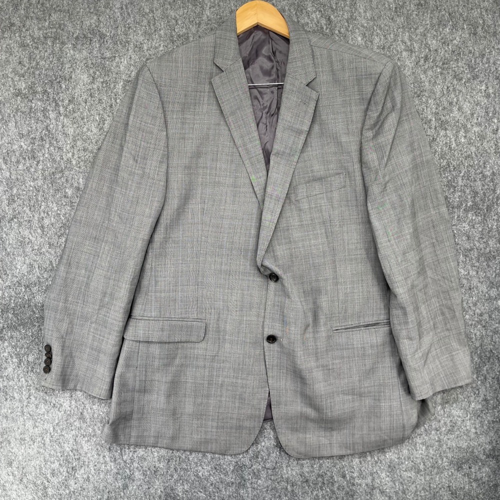 Lauren Ralph Lauren Blazer Mens 48L Slim Fit Wool Suit Jacket Gray Glen Plaid